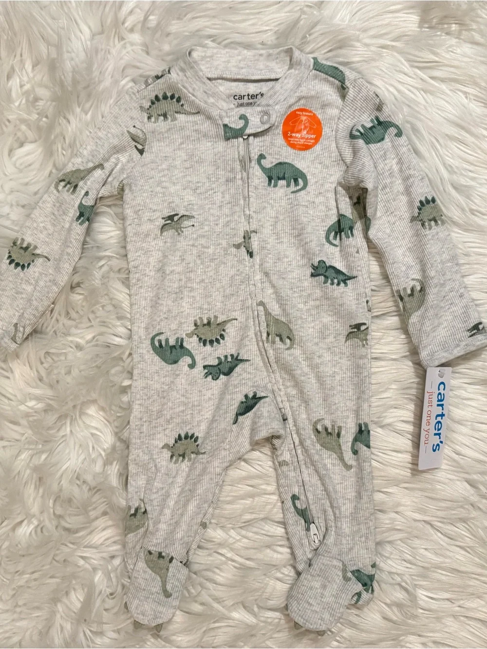 NWT Carter’s Just One You Baby Boys 3M Dinosaur Footed Sleep & Play Pajamas